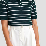Gestreept Polo-Shirt in Donkergroen