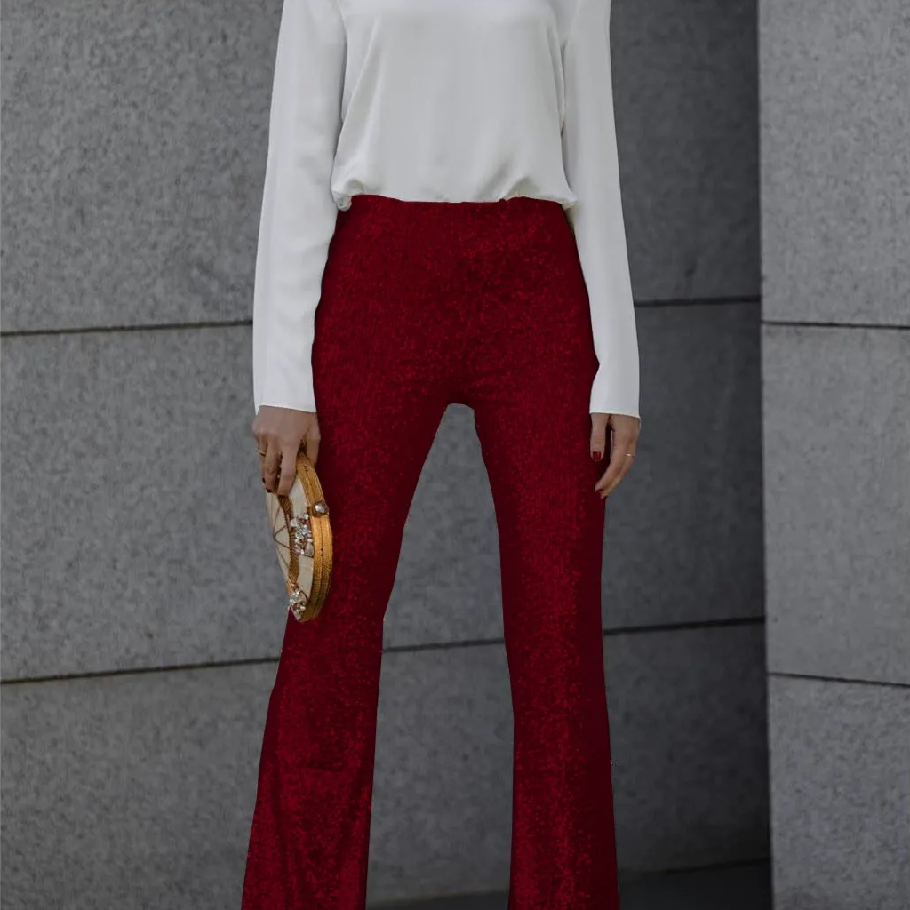 Noa | Sprankelende Flared Dames Broek | Glitter & Pailletten | Perfect voor Feestelijke Outfits