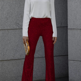 Noa | Sprankelende Flared Dames Broek | Glitter & Pailletten | Perfect voor Feestelijke Outfits