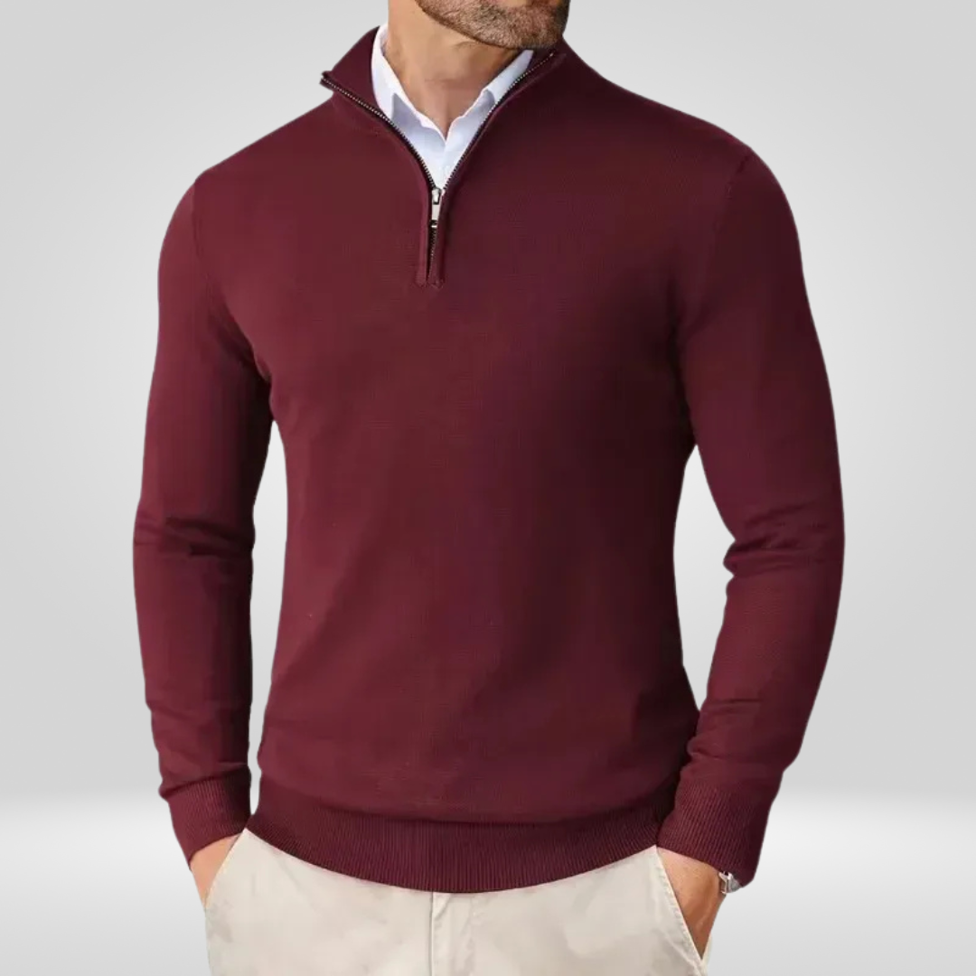Heren Quarter Zip Trui – Slim Fit Sport Pullover met Mock Neck