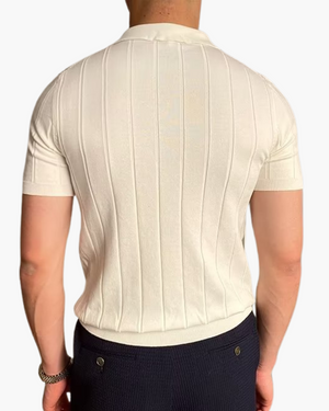 Ian | Business casual heren Slim Fit gebreid poloshirt met ribbelpatroon