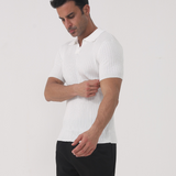 Joshua | V-hals Ribgebreide Poloshirt voor Mannen