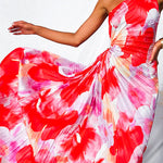 Plissé One-Shoulder Jurk met Bloemenpatroon – Elegant & Vrouwelijk