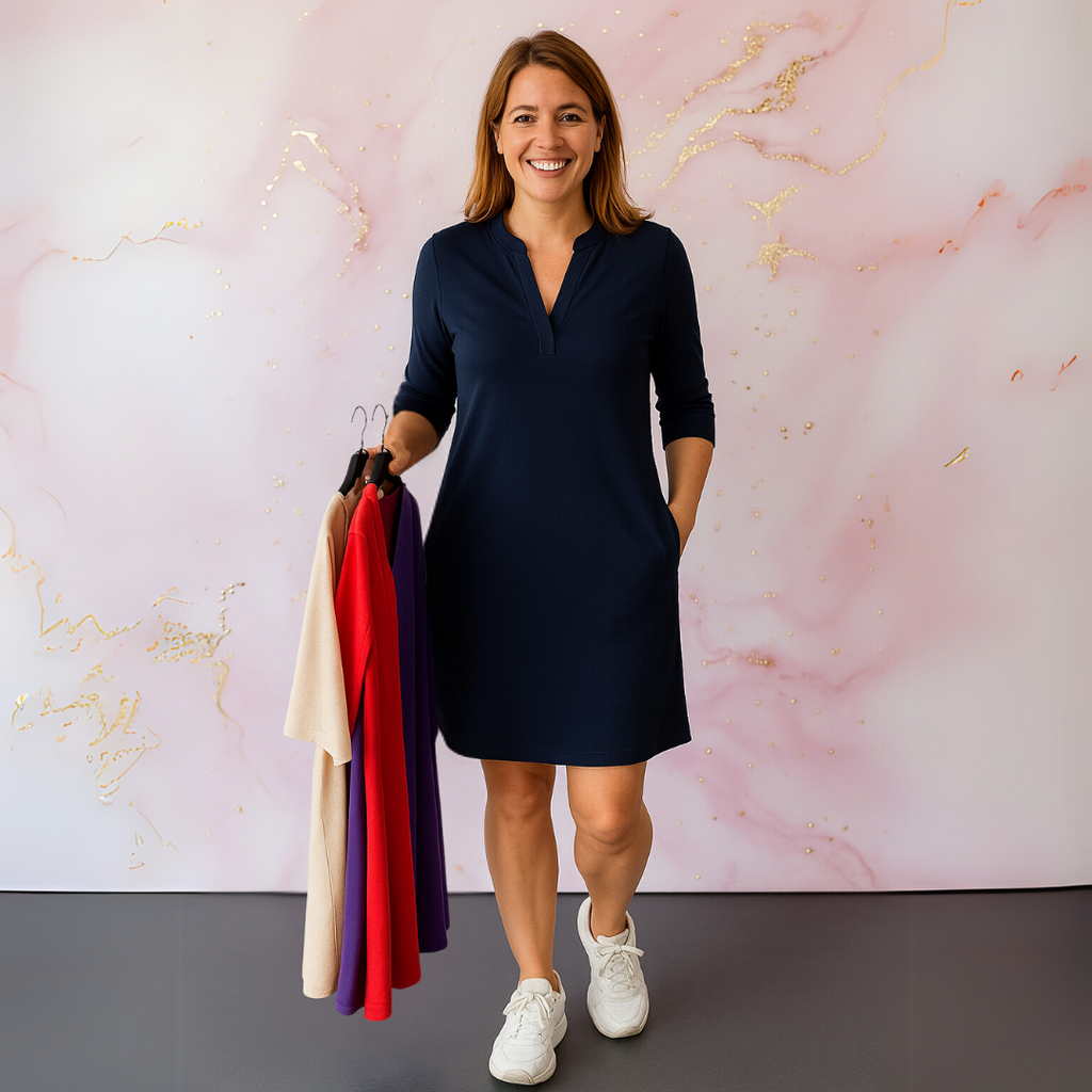 Hanneke™ Effen jurk met V-hals