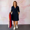 Hanneke™ Effen jurk met V-hals