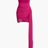 Selina | Asymmetrische Bandeau-Minikleed met Drapering – Sensuele Elegantie voor Bijzondere Gelegenheden
