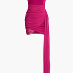 Selina | Asymmetrische Bandeau-Minikleed met Drapering – Sensuele Elegantie voor Bijzondere Gelegenheden