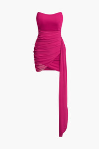Selina | Asymmetrische Bandeau-Minikleed met Drapering – Sensuele Elegantie voor Bijzondere Gelegenheden