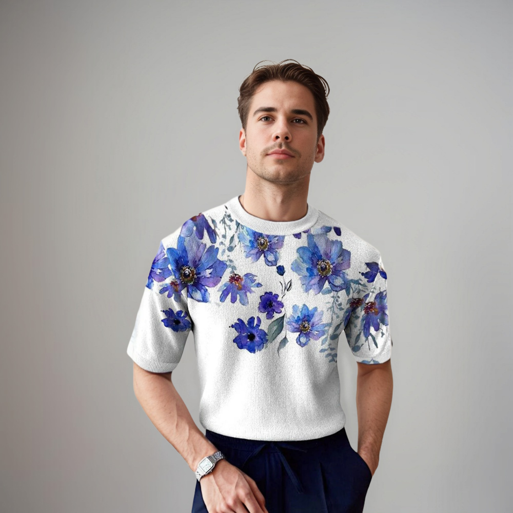 Damiano | Florale Korte Mouwen Shirt voor Heren