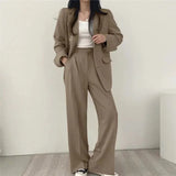 Athena | Effen Blazer- en Rechte Pantalon Set voor Dames