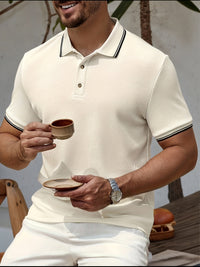 Premium Polo met Structuur en Contrast Details