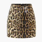 Lunaria | Glamoureuze Pailletten Minirok met opvallende Luipaardprint