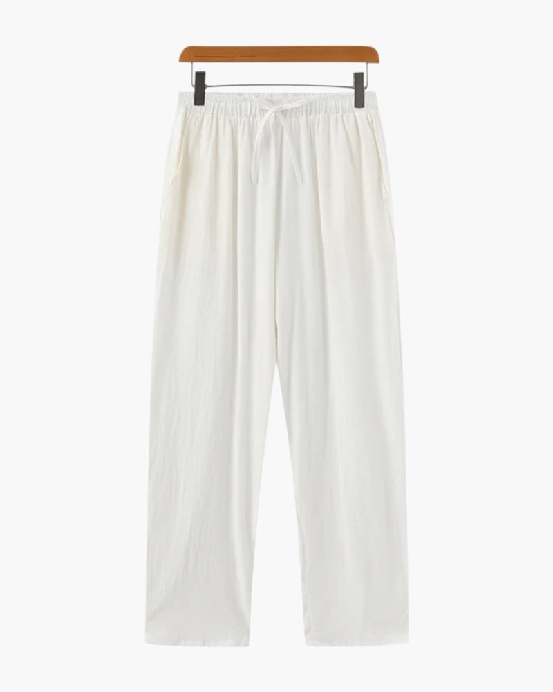 Nathan | Comfortabele heren zomer linnen broek met elastische tailleband