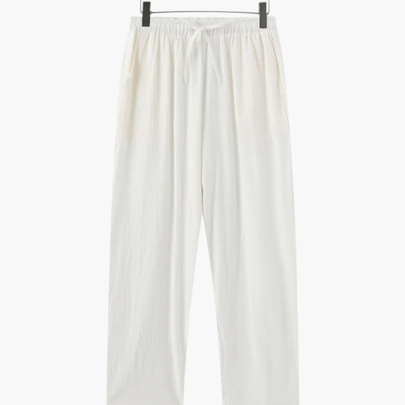 Nathan | Comfortabele heren zomer linnen broek met elastische tailleband