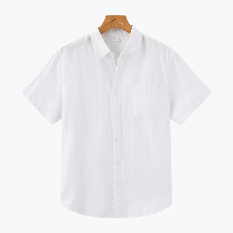Isaiah | Korte Mouwen Heren Linnen Shirt met Borstzak