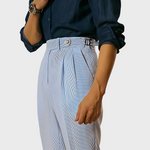 Yann | Taille hoge streepjesshorts met riem