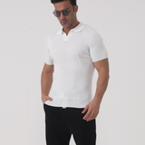 Joshua | V-hals Ribgebreide Poloshirt voor Mannen