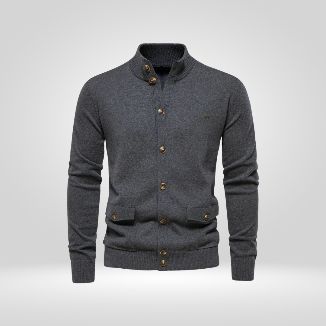 Heren Gebreid Katoenen Vest – Casual Comfort met Mock-Hals