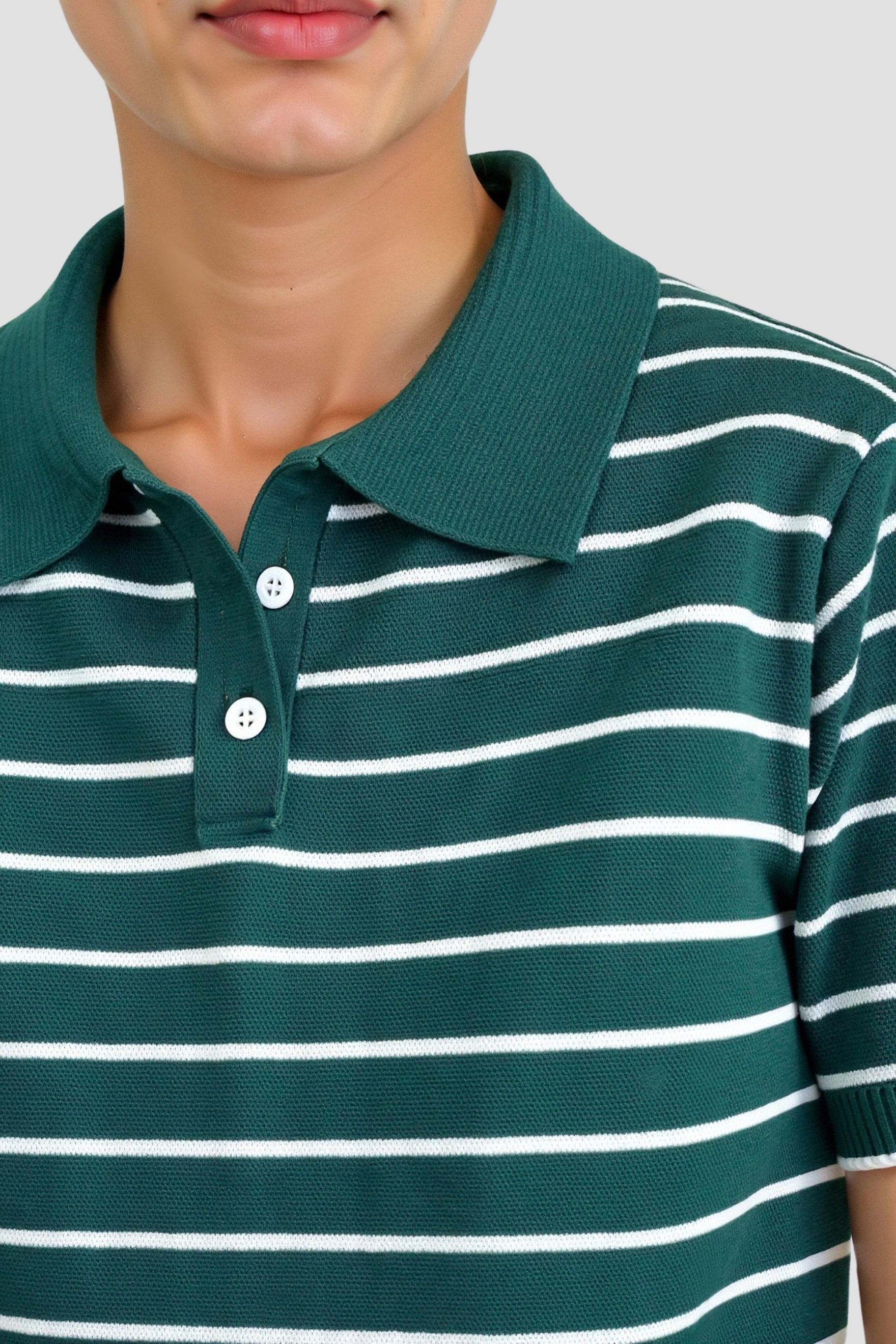 Gestreept Polo-Shirt in Donkergroen