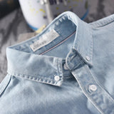 Heren Denim Overhemd Lichtgewicht Casual Lange Mouw