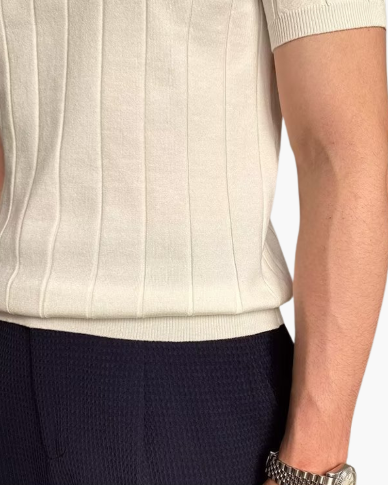 Ian | Business casual heren Slim Fit gebreid poloshirt met ribbelpatroon