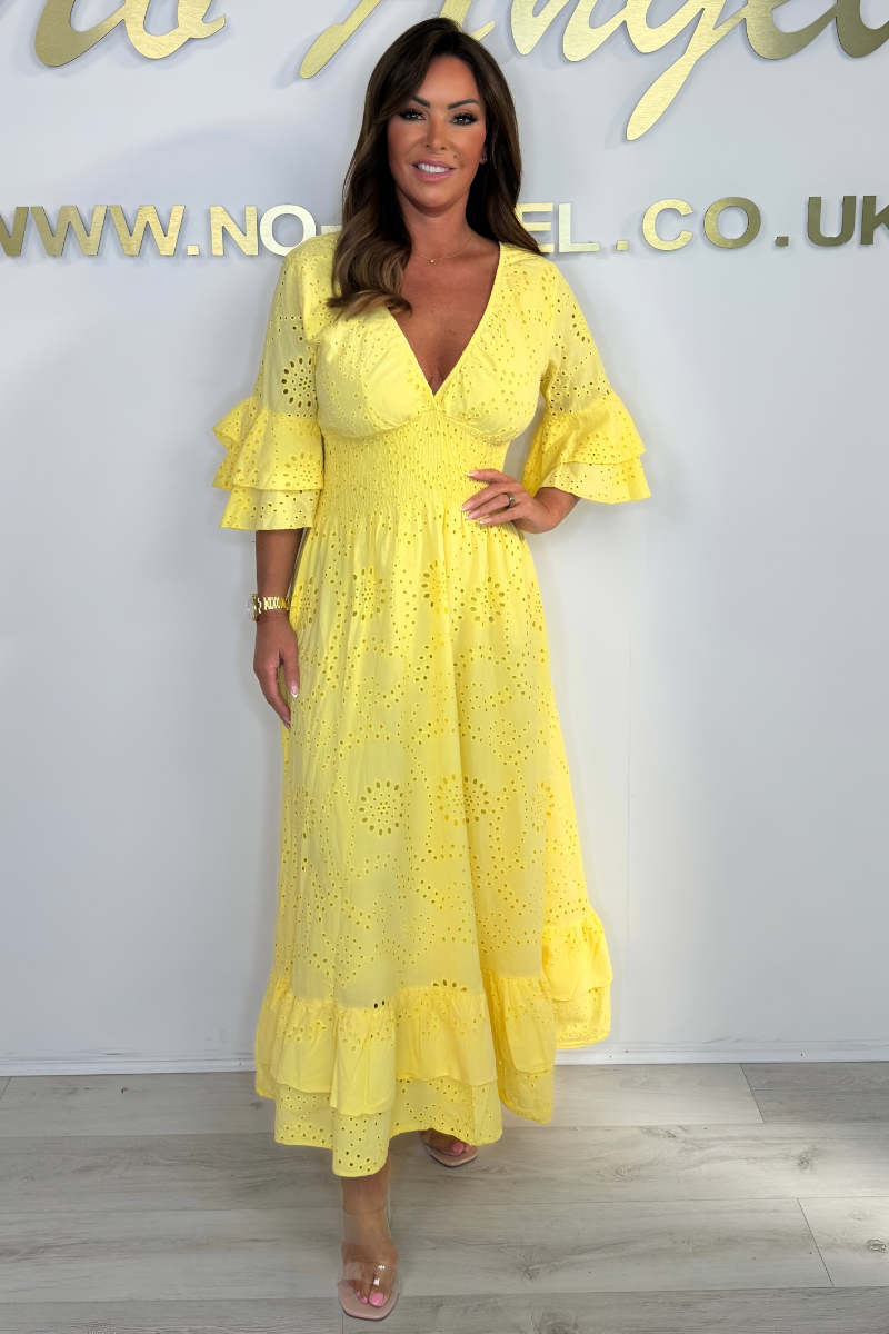 Boho Maxijurk met Rimpelmouwen en Borduursel