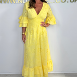 Boho Maxijurk met Rimpelmouwen en Borduursel