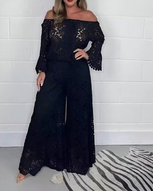 Off-shoulder kantjurk met een ruime snit – Boho-chic ontmoet elegantie
