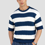 Gestreepte herenpullover met korte mouwen – Stijlvol &amp; Comfortabel