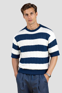 Gestreepte herenpullover met korte mouwen – Stijlvol &amp; Comfortabel