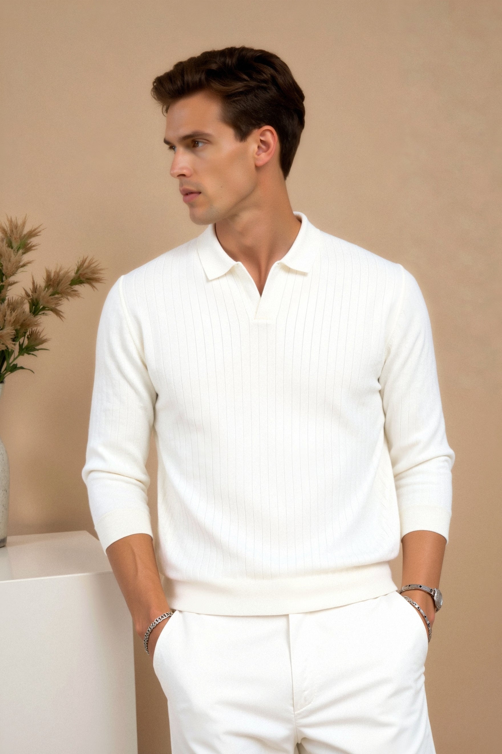 Minimalistisch Gebreid Poloshirt | Elegantie & Comfort in Perfectie