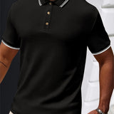 Premium Polo met Structuur en Contrast Details
