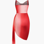 Scarlett | Verleidelijk Corsage Jurk met Mesh & Drapé Asymmetrische Rok