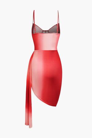 Scarlett | Verleidelijk Corsage Jurk met Mesh & Drapé Asymmetrische Rok
