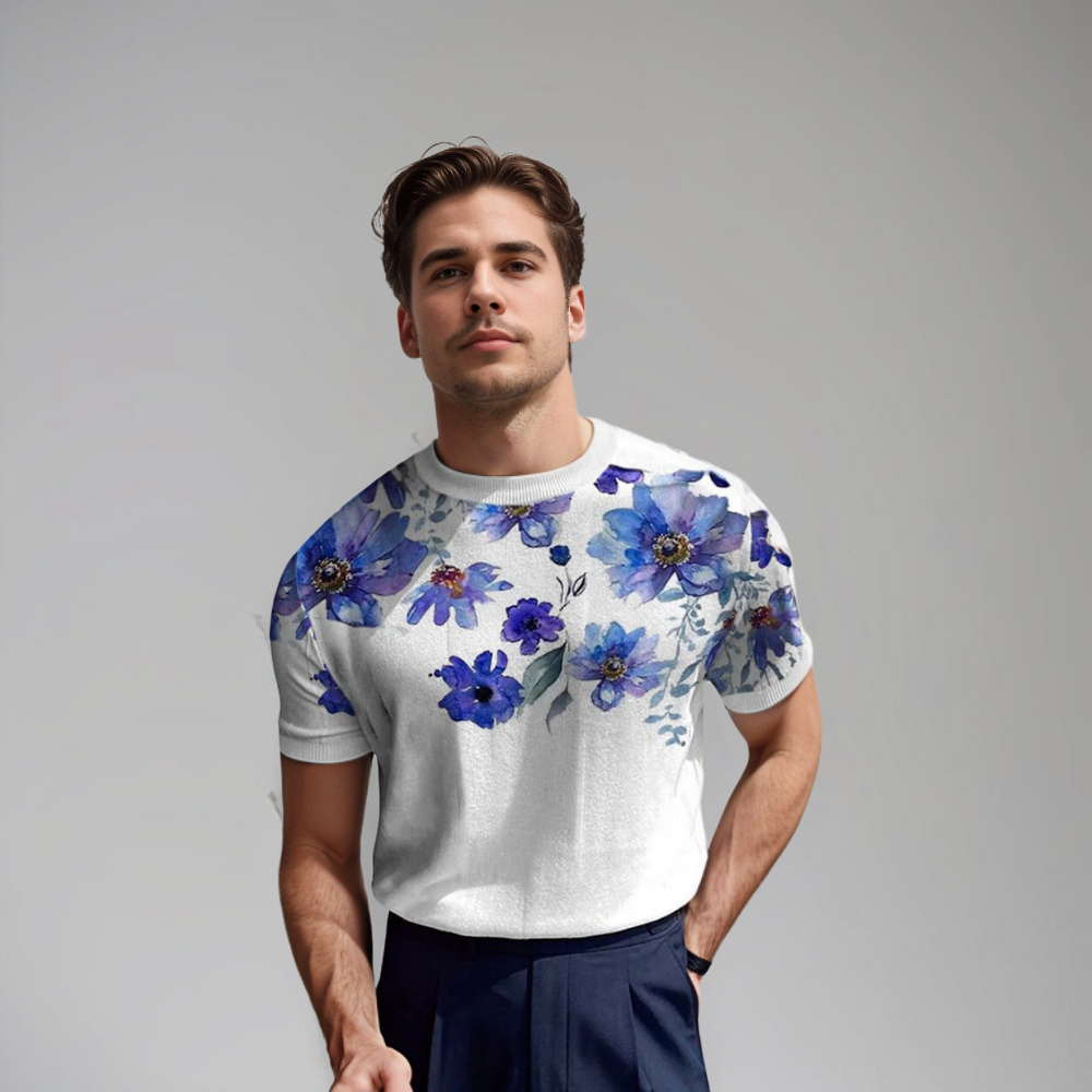 Damiano | Florale Korte Mouwen Shirt voor Heren