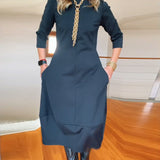 Claudia™ Elegante Midi-Jurk met Lange Mouwen