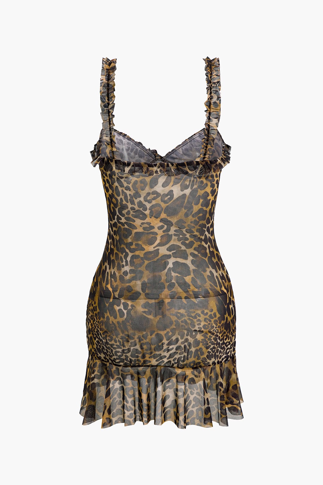 Savanna | Wilde Leopard-Minikleed met Ruches – Verleidelijk Dierenprint