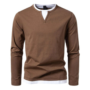 Casual™ Heren Longsleeve met V-Hals