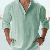 Roan™ Heren Linnen Shirt met Lange Mouwen