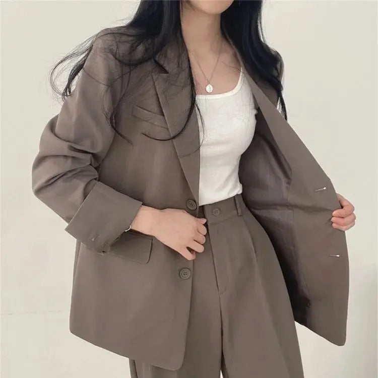 Athena | Effen Blazer- en Rechte Pantalon Set voor Dames