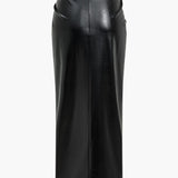 Dorle | Elegante kunstlederen midi-rok met wikkeloptiek en hoge split