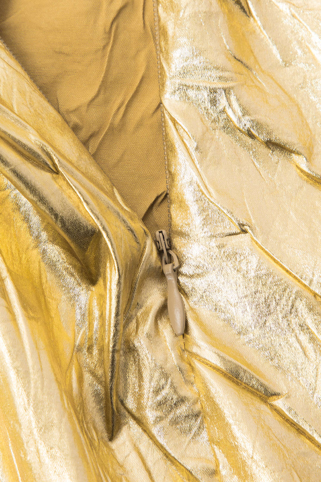 Elfriede | Glanzende Metallic-Midirok met Crinkle-effect en elastische tailleband