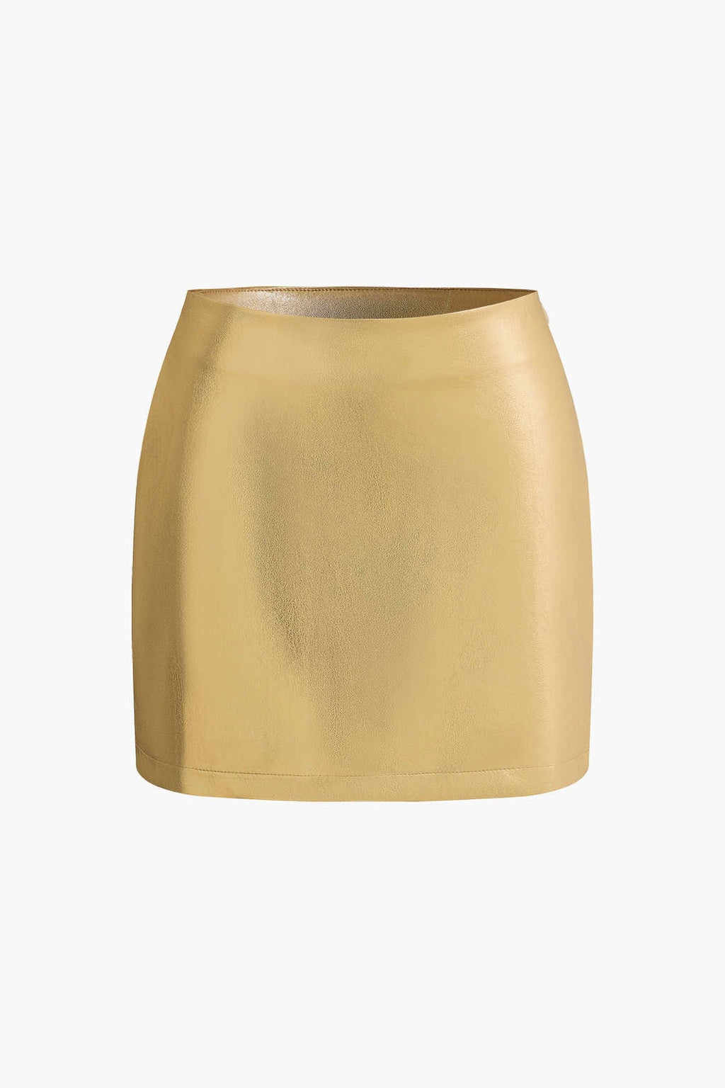 Freyja | Glanzende Gouden Metallic Minirok met getailleerde pasvorm en hoge taille