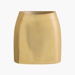 Freyja | Glanzende Gouden Metallic Minirok met getailleerde pasvorm en hoge taille