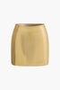 Freyja | Glanzende Gouden Metallic Minirok met getailleerde pasvorm en hoge taille