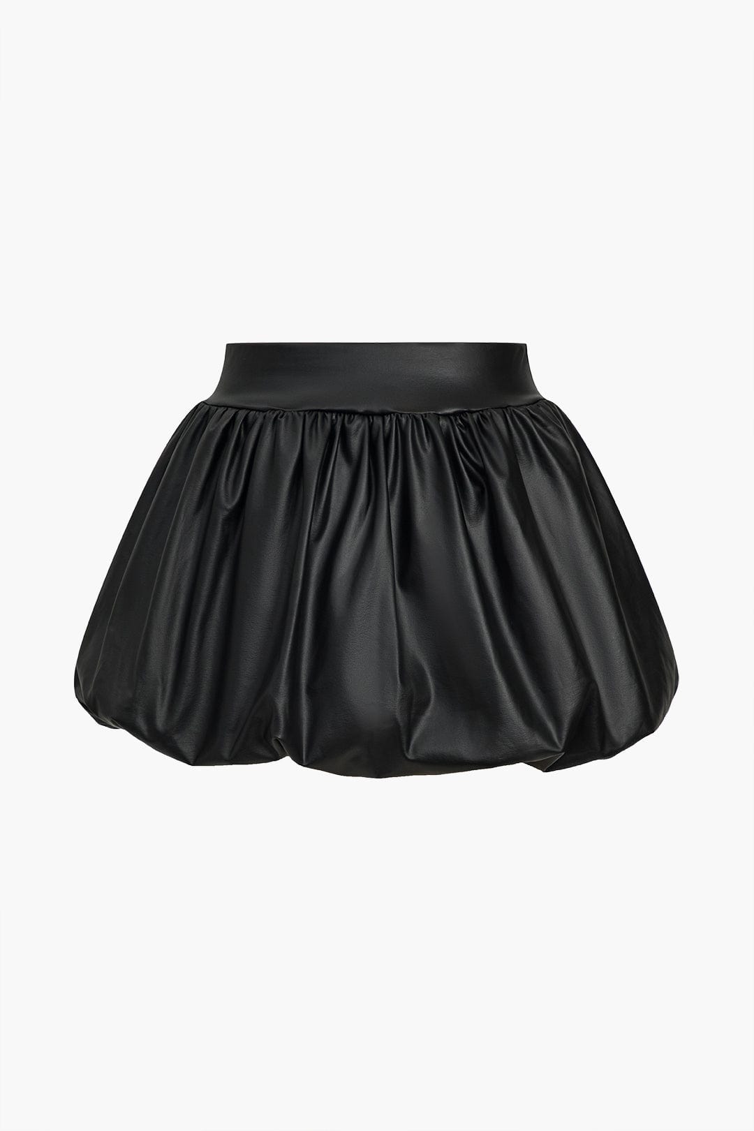 Cordula | Extravagantere Ballon-Minirok van Kunstleer met Elastische Tailleband