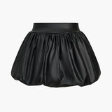 Cordula | Extravagantere Ballon-Minirok van Kunstleer met Elastische Tailleband