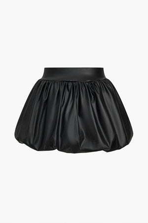 Cordula | Extravagantere Ballon-Minirok van Kunstleer met Elastische Tailleband