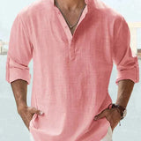 Roan™ Heren Linnen Shirt met Lange Mouwen