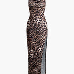 Amelie | Verleidelijk Leopard Maxikleed – Sensuele Look met Beinsplit